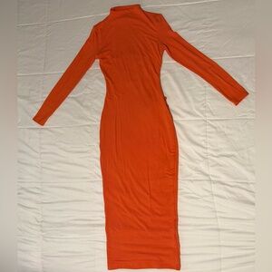 JLUXLABEL Vibrant Orange Long Sleeve Dress